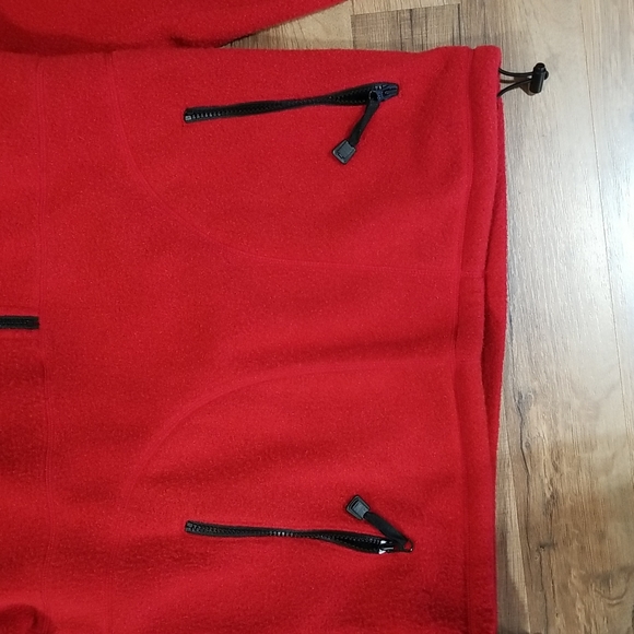 L.L. BEAN FACTORY STORE Red Half Zip Fleece Pullover Jacket - Zippered Pockets - Picture 7 of 11